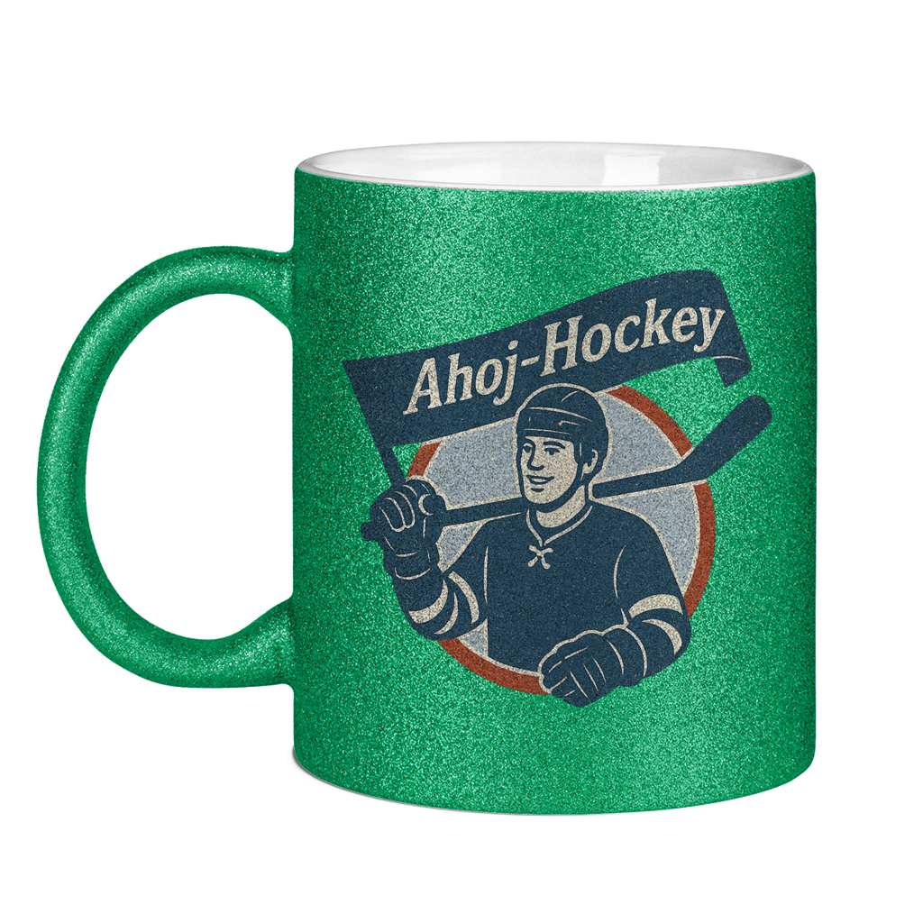 Glitzertasse AHOJ-HOCKEY VINTAGE