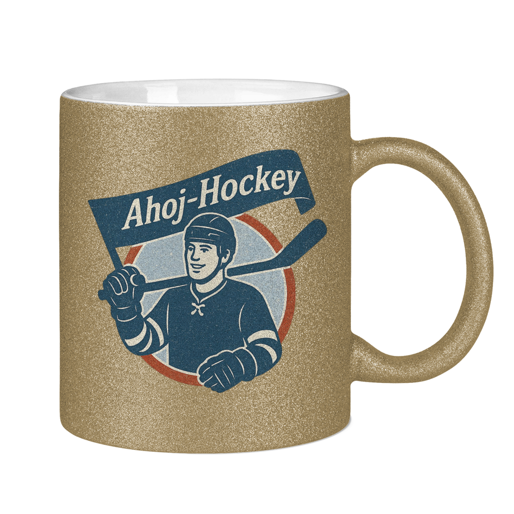 Glitzertasse AHOJ-HOCKEY VINTAGE