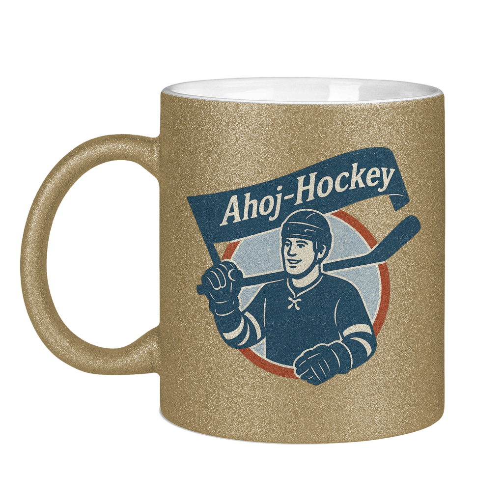 Glitzertasse AHOJ-HOCKEY VINTAGE