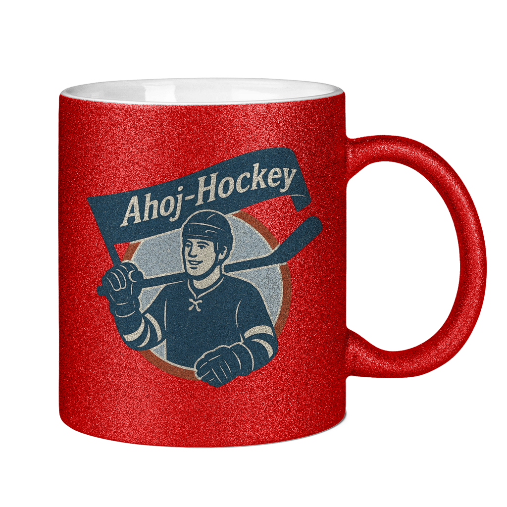 Glitzertasse AHOJ-HOCKEY VINTAGE