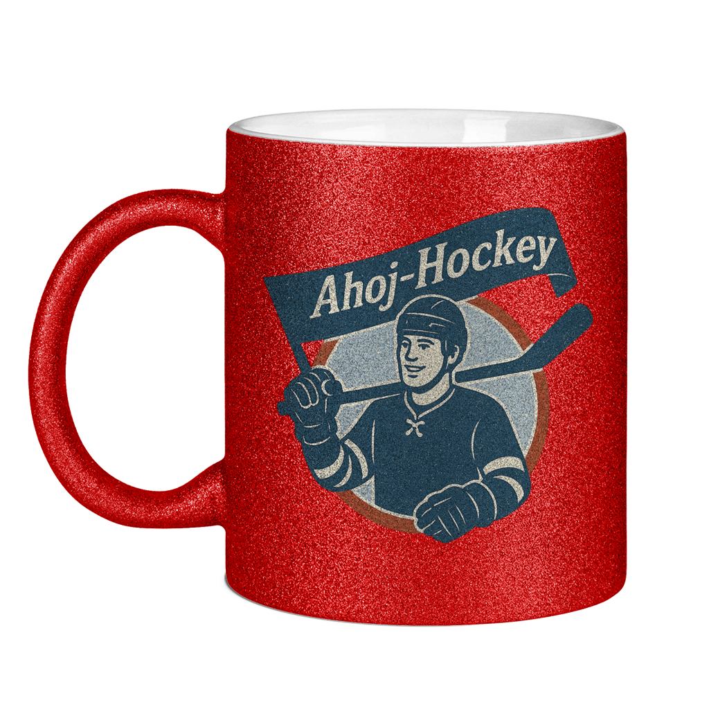 Glitzertasse AHOJ-HOCKEY VINTAGE