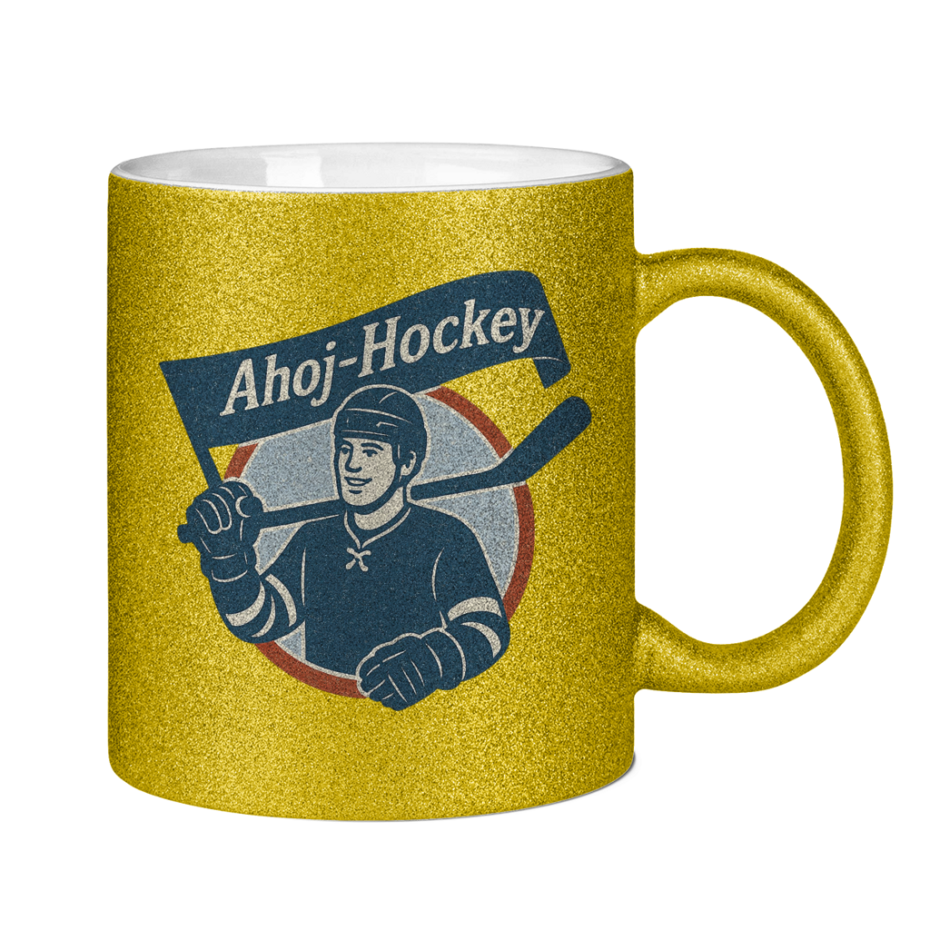 Glitzertasse AHOJ-HOCKEY VINTAGE