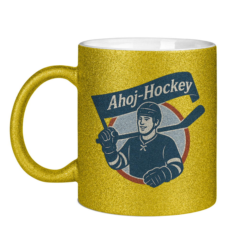 Glitzertasse AHOJ-HOCKEY VINTAGE