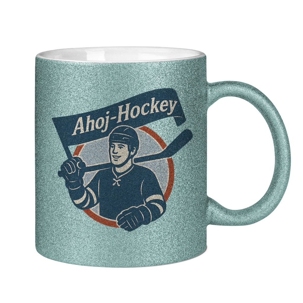 Glitzertasse AHOJ-HOCKEY VINTAGE