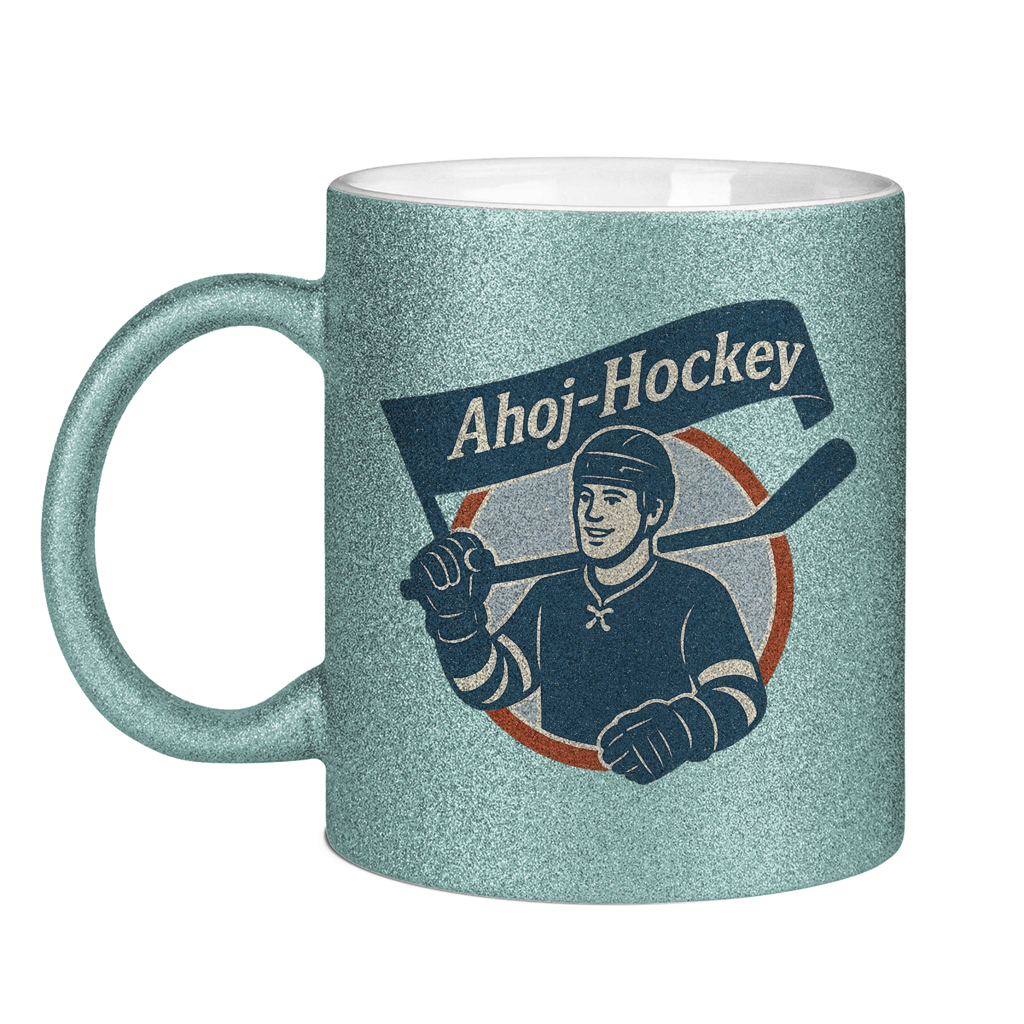 Glitzertasse AHOJ-HOCKEY VINTAGE