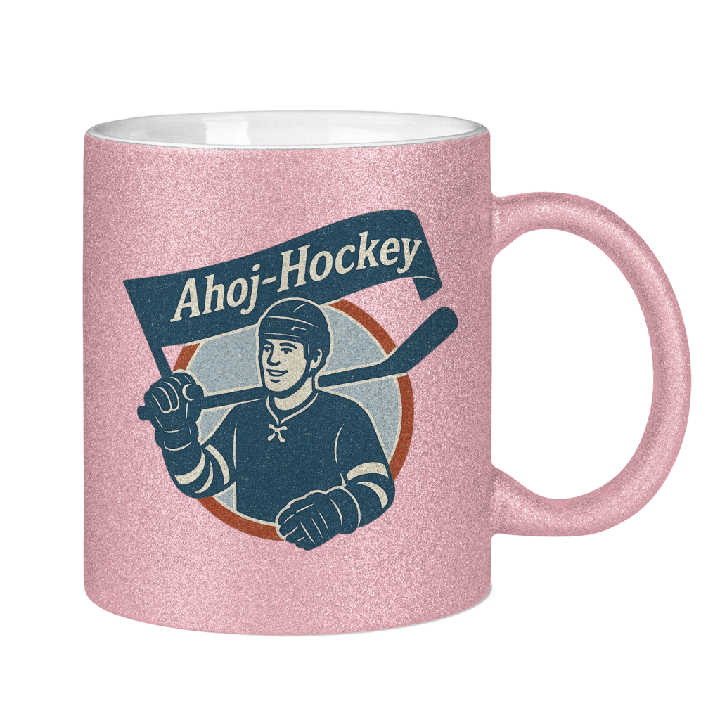 Glitzertasse AHOJ-HOCKEY VINTAGE
