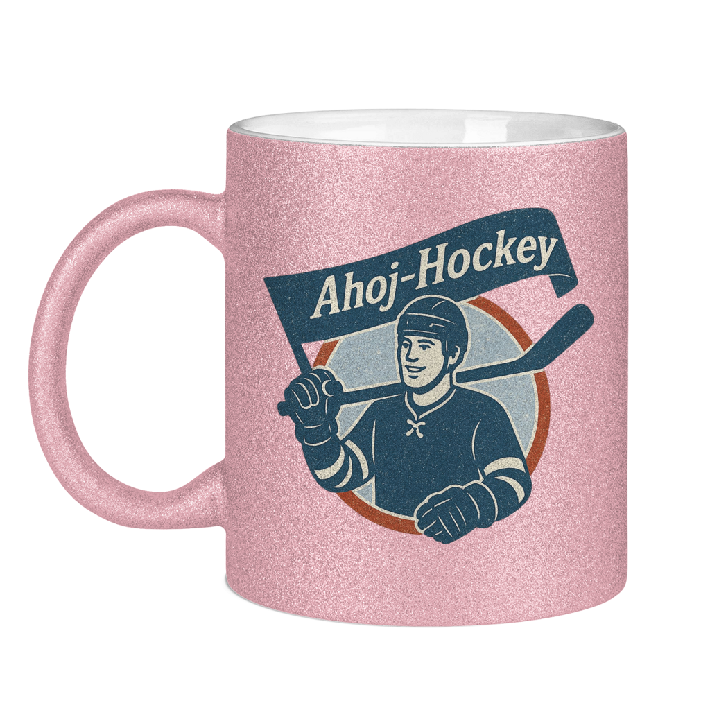 Glitzertasse AHOJ-HOCKEY VINTAGE