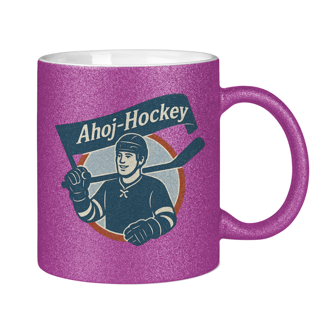 Glitzertasse AHOJ-HOCKEY VINTAGE
