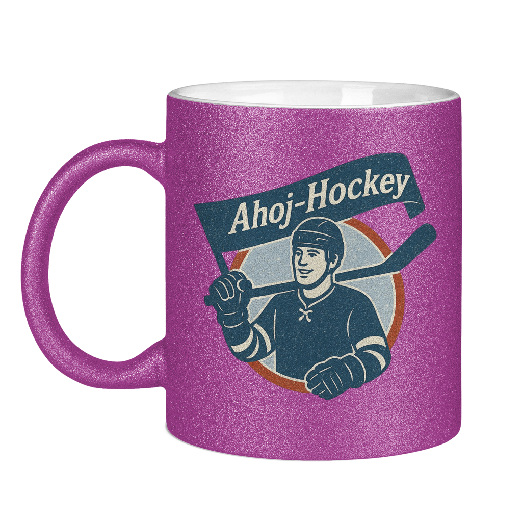 Glitzertasse AHOJ-HOCKEY VINTAGE