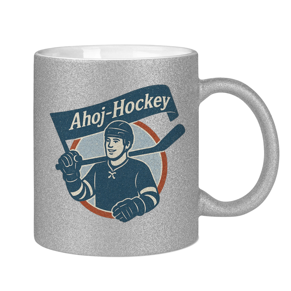 Glitzertasse AHOJ-HOCKEY VINTAGE