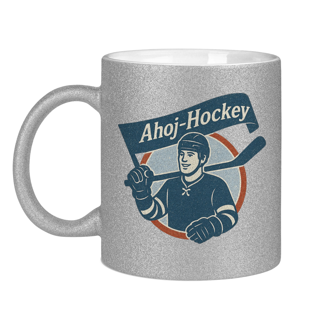 Glitzertasse AHOJ-HOCKEY VINTAGE