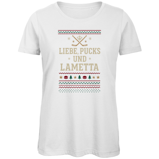 Ladies T-Shirt UGLY CHRISTMAS LIEBE, PUCKS UND LAMETTA