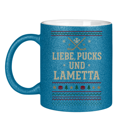 Glitzertasse UGLY CHRISTMAS LIEBE, PUCKS UND LAMETTA