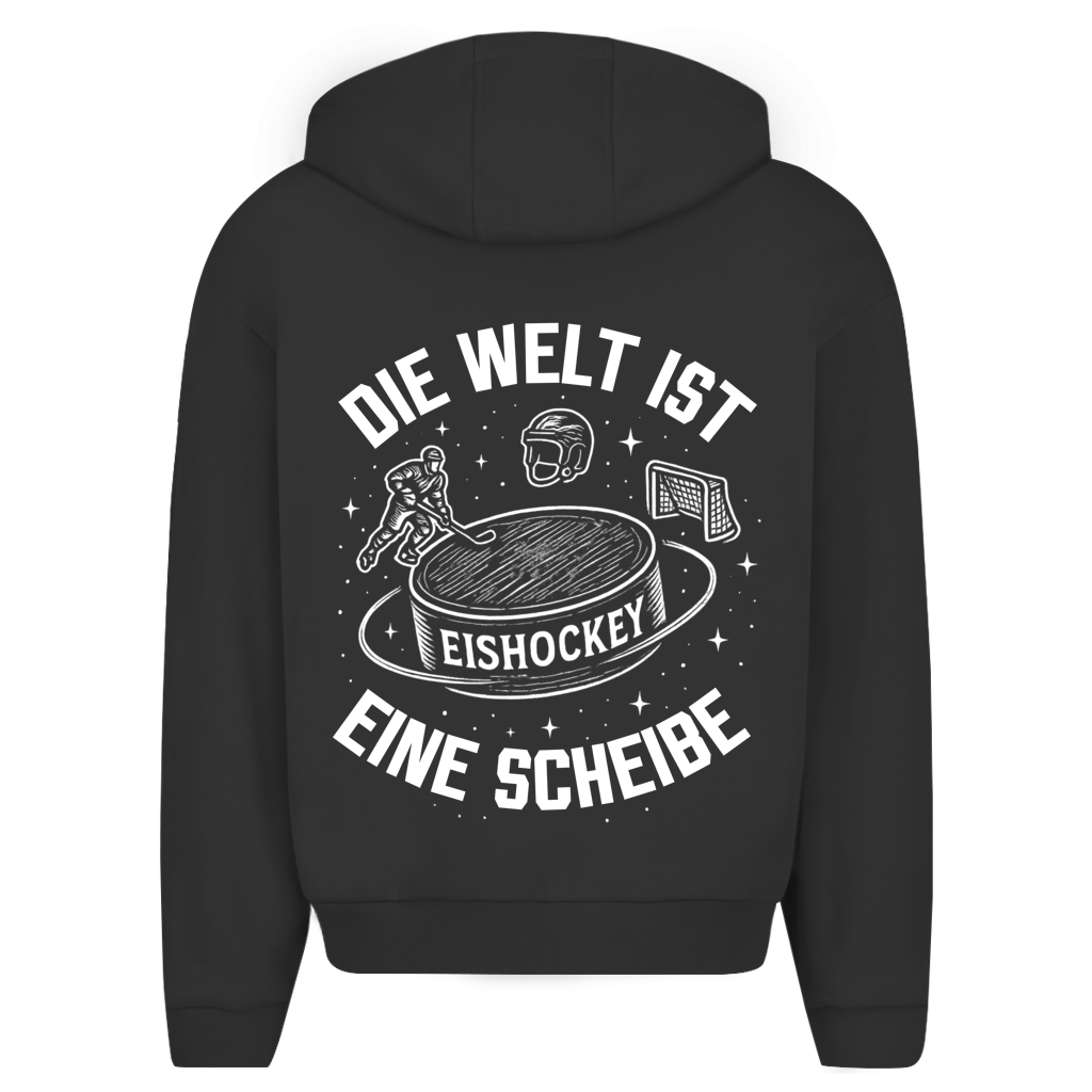 Oversize Zipper DIE WELT IST EINE SCHEIBE (front&back)