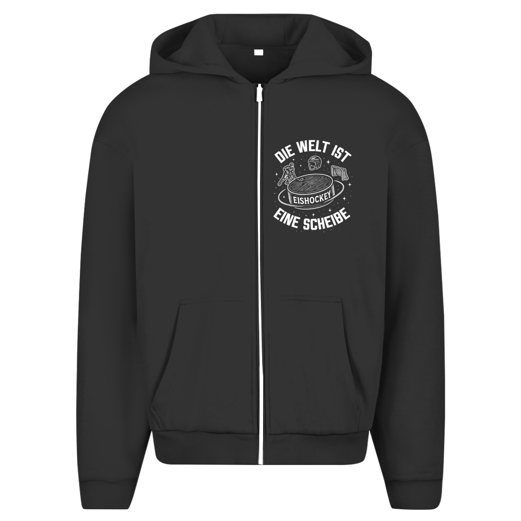 Oversize Zipper DIE WELT IST EINE SCHEIBE (front&back)