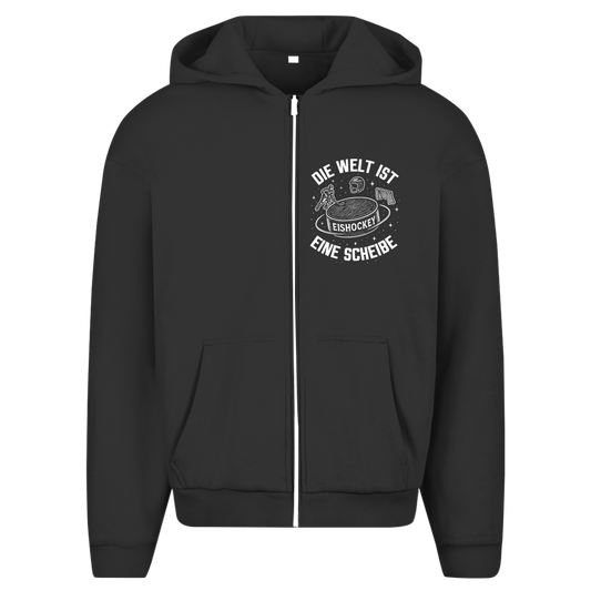 Oversize Zipper DIE WELT IST EINE SCHEIBE (front&back)