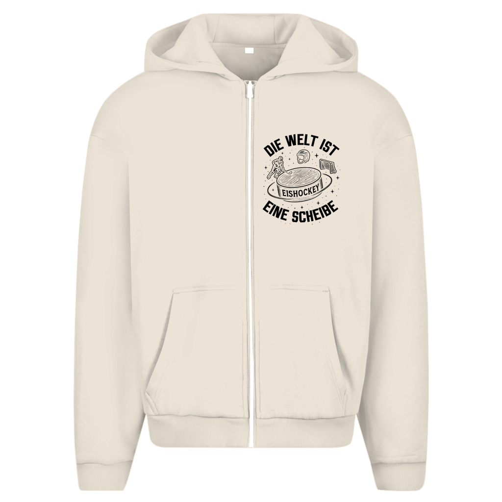 Oversize Zipper DIE WELT IST EINE SCHEIBE (front&back)