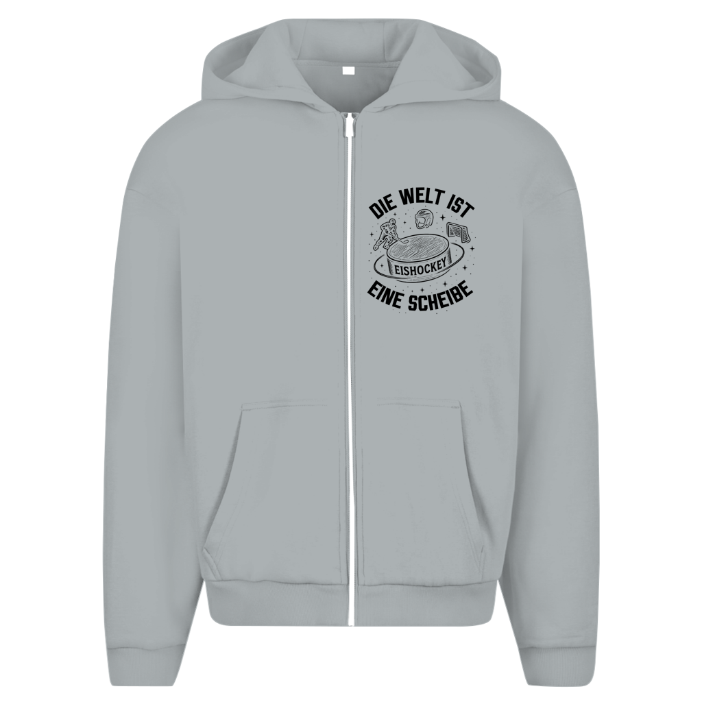 Oversize Zipper DIE WELT IST EINE SCHEIBE (front&back)