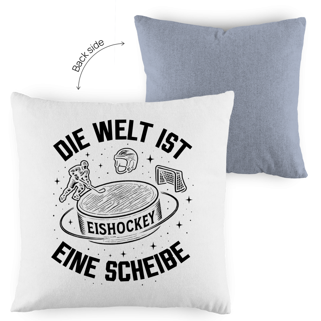 Kopfkissen zweifarbig DIE WELT IST EINE SCHEIBE