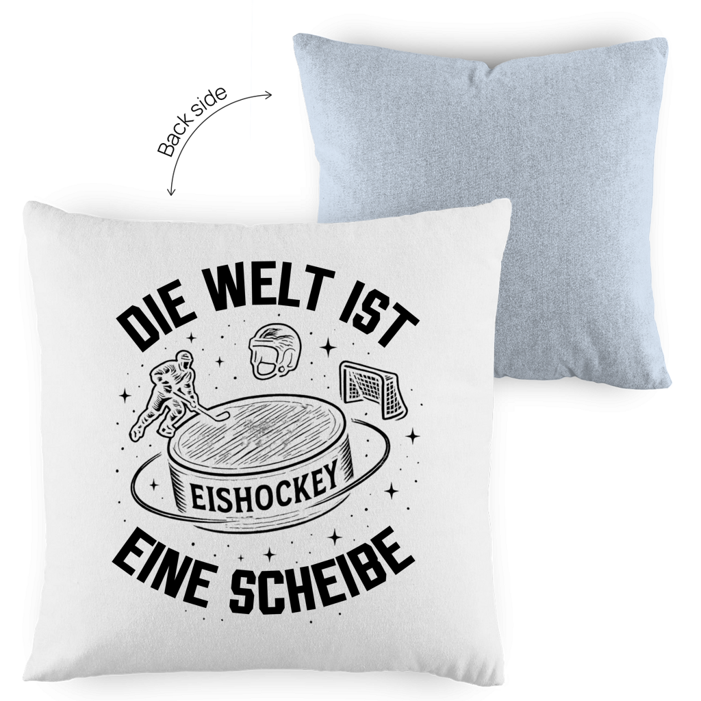 Kopfkissen zweifarbig DIE WELT IST EINE SCHEIBE
