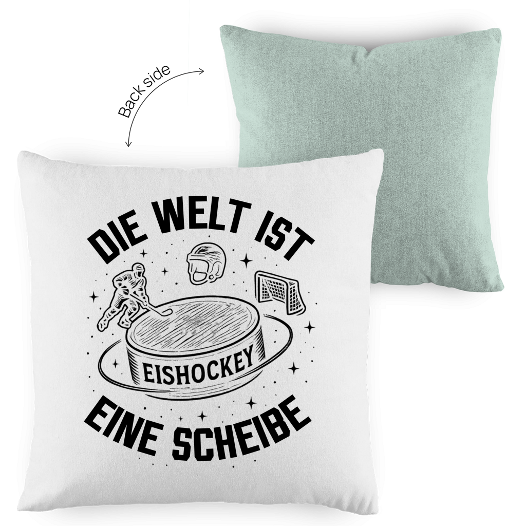 Kopfkissen zweifarbig DIE WELT IST EINE SCHEIBE
