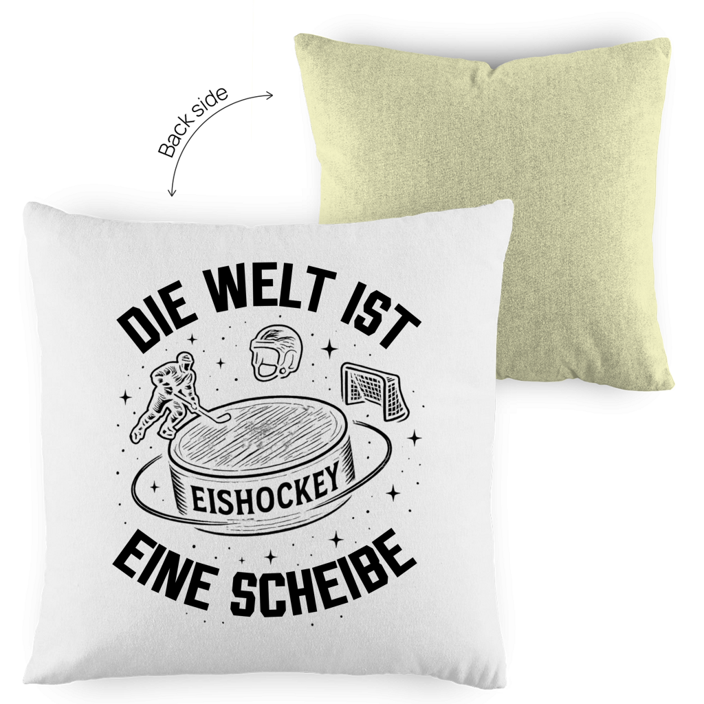Kopfkissen zweifarbig DIE WELT IST EINE SCHEIBE