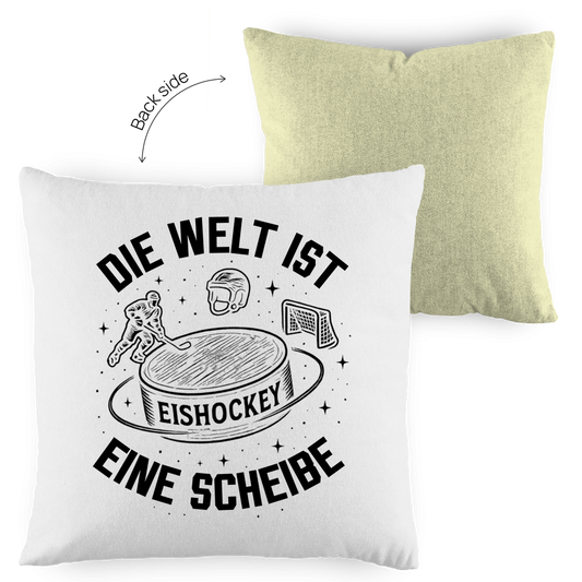 Kopfkissen zweifarbig DIE WELT IST EINE SCHEIBE