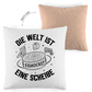 Kopfkissen zweifarbig DIE WELT IST EINE SCHEIBE