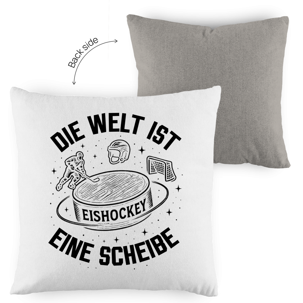 Kopfkissen zweifarbig DIE WELT IST EINE SCHEIBE
