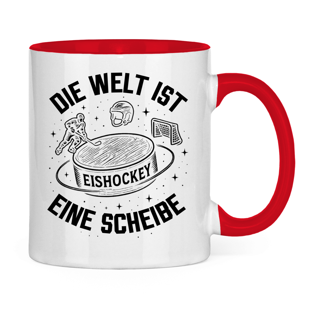 Tasse zweifarbig DIE WELT IST EINE SCHEIBE