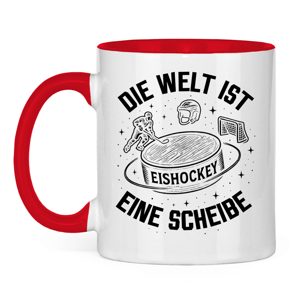 Tasse zweifarbig DIE WELT IST EINE SCHEIBE