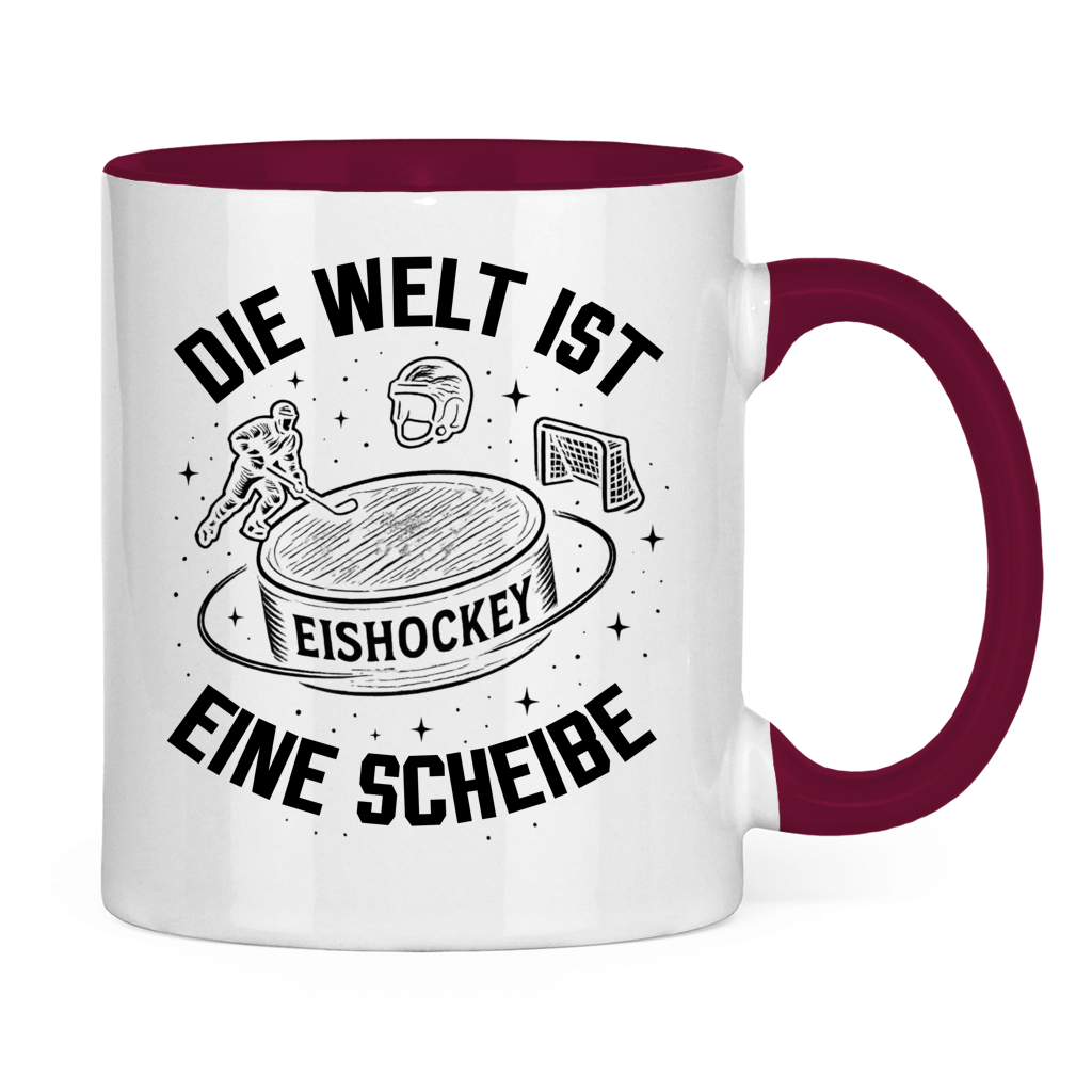 Tasse zweifarbig DIE WELT IST EINE SCHEIBE