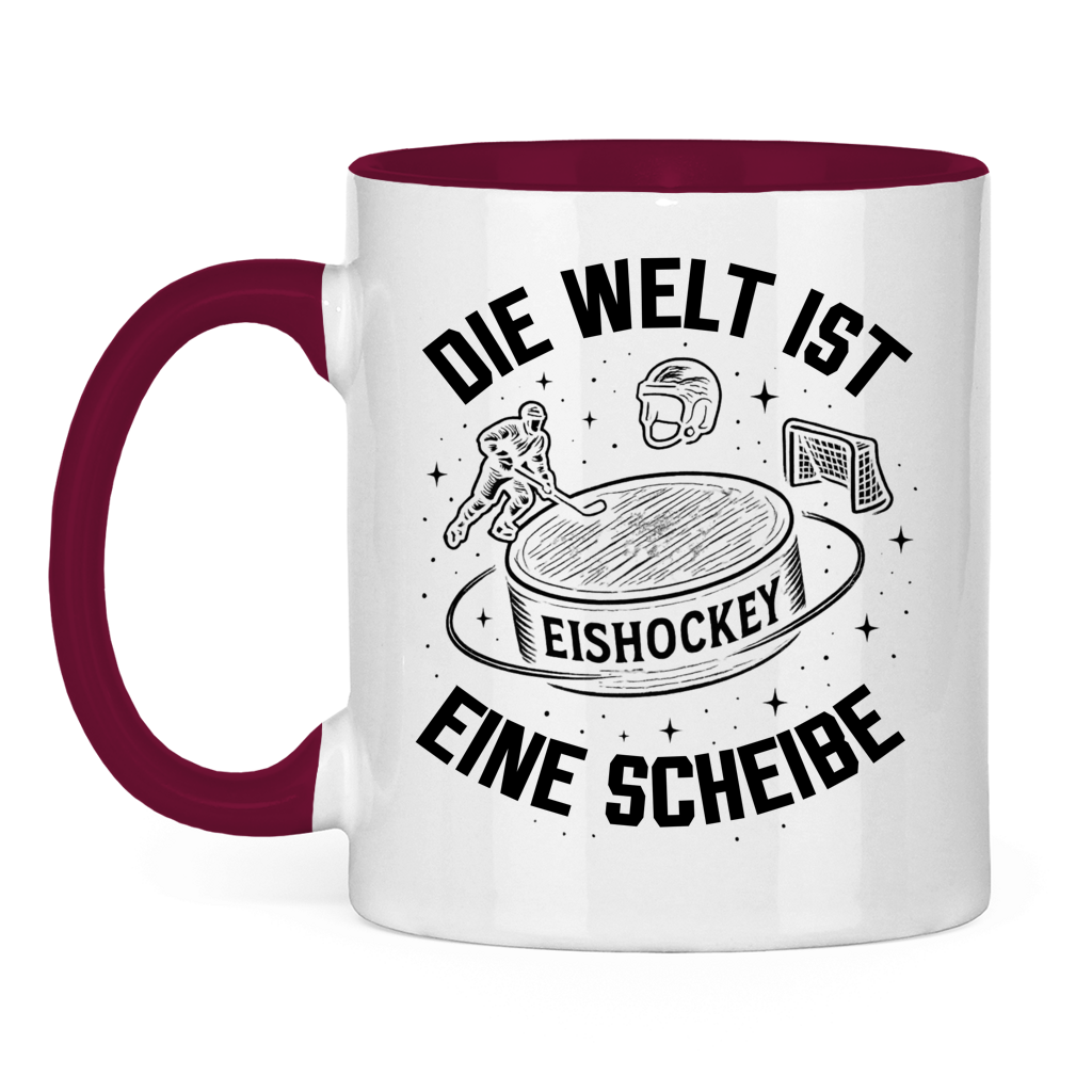 Tasse zweifarbig DIE WELT IST EINE SCHEIBE