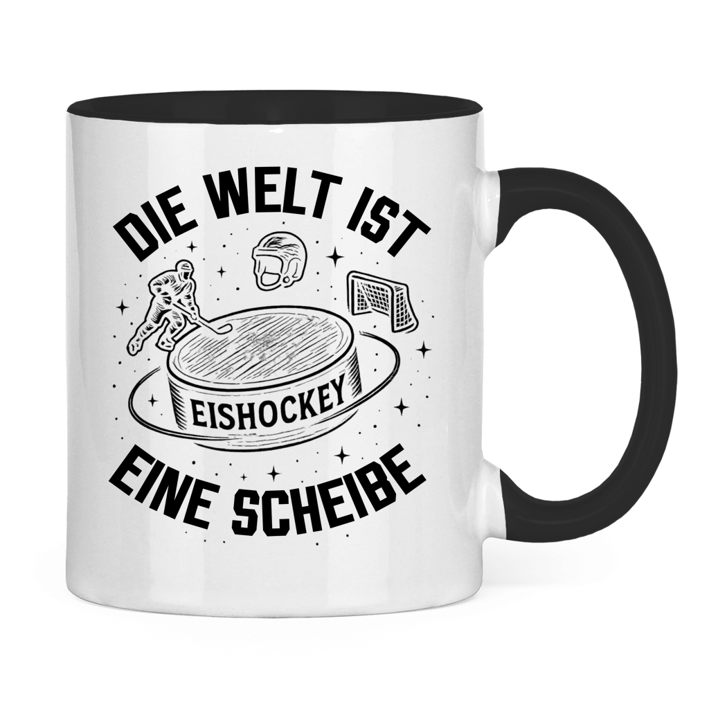 Tasse zweifarbig DIE WELT IST EINE SCHEIBE