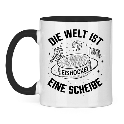 Tasse zweifarbig DIE WELT IST EINE SCHEIBE