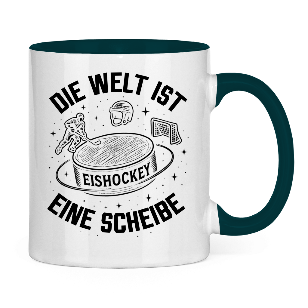 Tasse zweifarbig DIE WELT IST EINE SCHEIBE