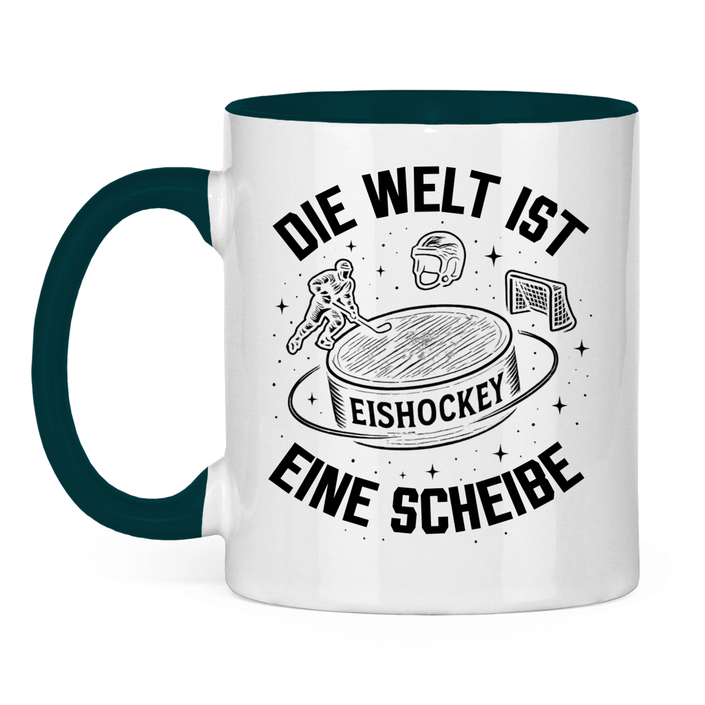 Tasse zweifarbig DIE WELT IST EINE SCHEIBE