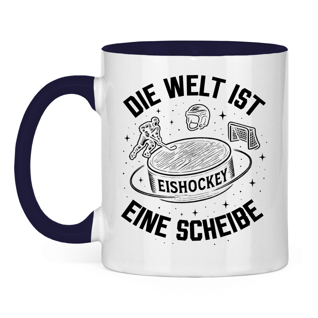 Tasse zweifarbig DIE WELT IST EINE SCHEIBE