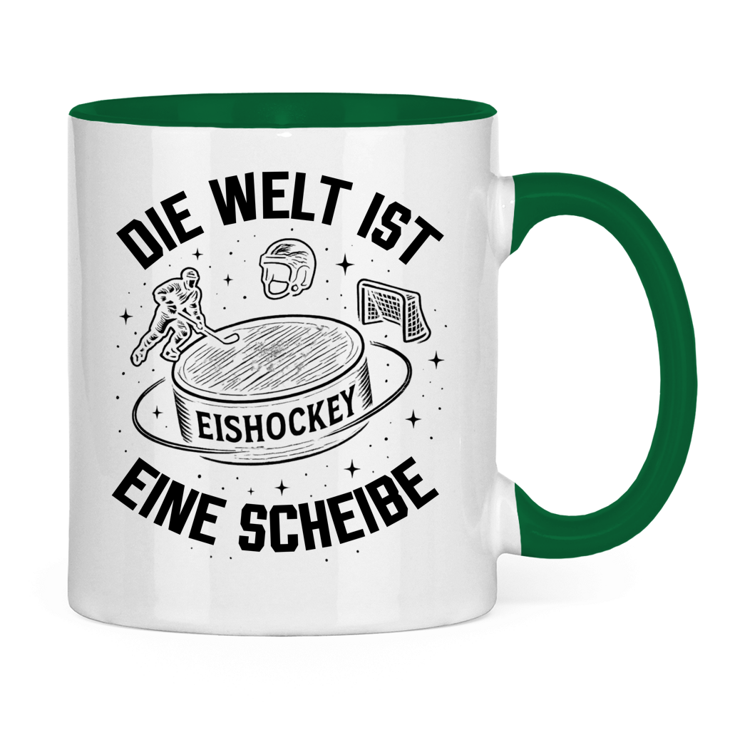 Tasse zweifarbig DIE WELT IST EINE SCHEIBE