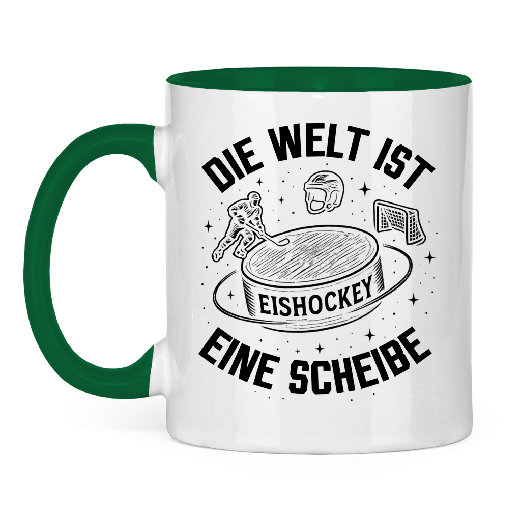Tasse zweifarbig DIE WELT IST EINE SCHEIBE