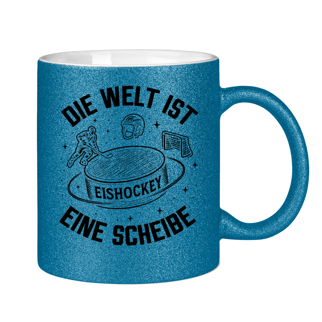 Glitzertasse DIE WELT IST EINE SCHEIBE