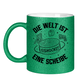 Glitzertasse DIE WELT IST EINE SCHEIBE