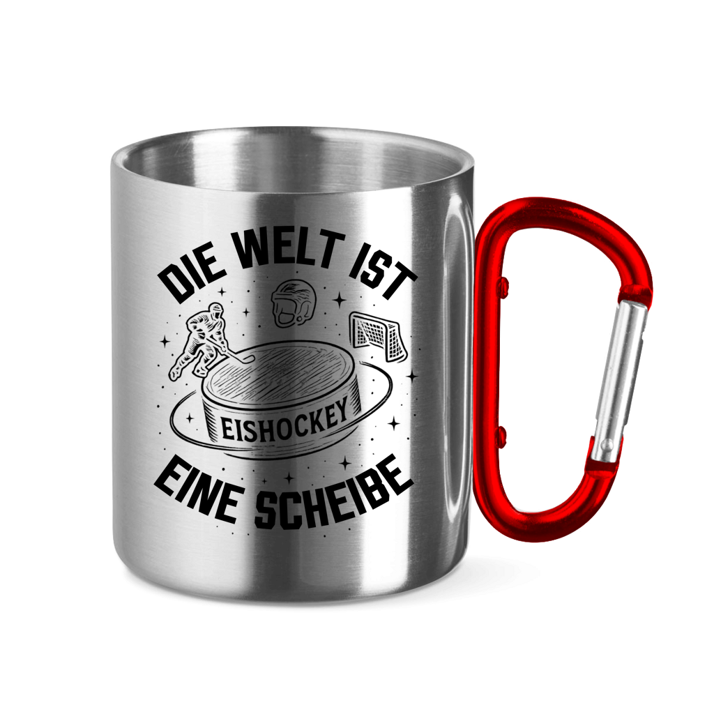 Edelstahltasse DIE WELT IST EINE SCHEIBE