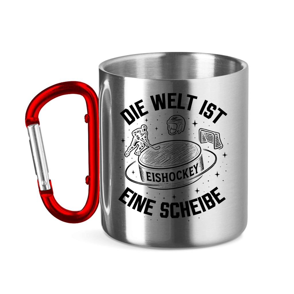 Edelstahltasse DIE WELT IST EINE SCHEIBE