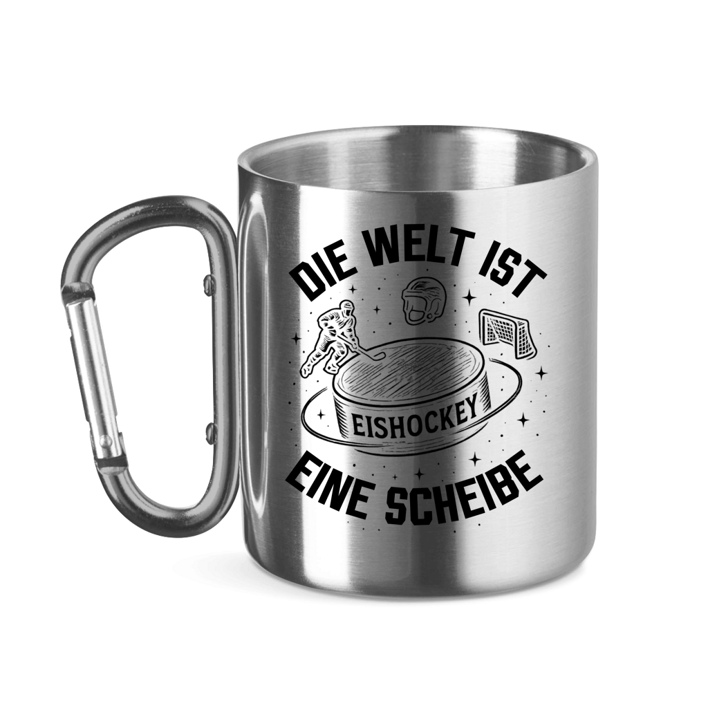 Edelstahltasse DIE WELT IST EINE SCHEIBE