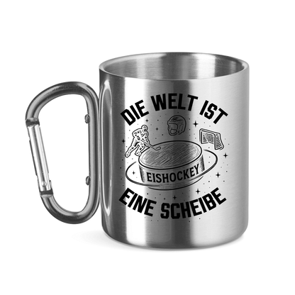 Edelstahltasse DIE WELT IST EINE SCHEIBE