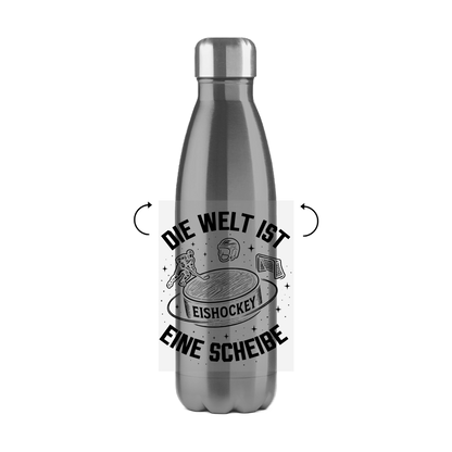 Edelstahl-Thermoflasche DIE WELT IST EINE SCHEIBE