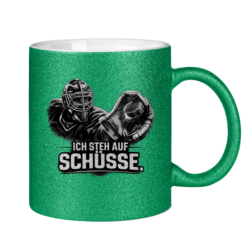 Glitzertasse GOALIE - STEH AUF SCHÜSSE
