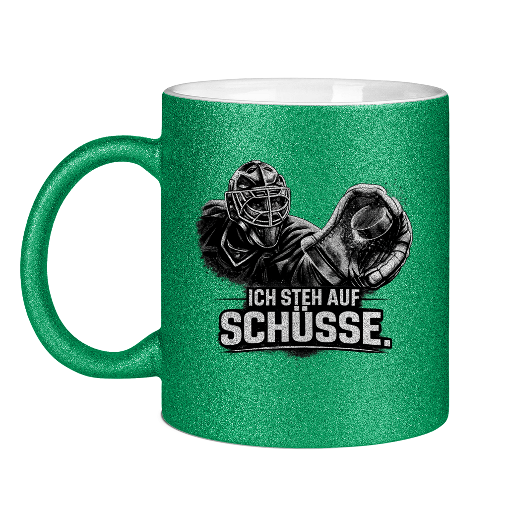 Glitzertasse GOALIE - STEH AUF SCHÜSSE