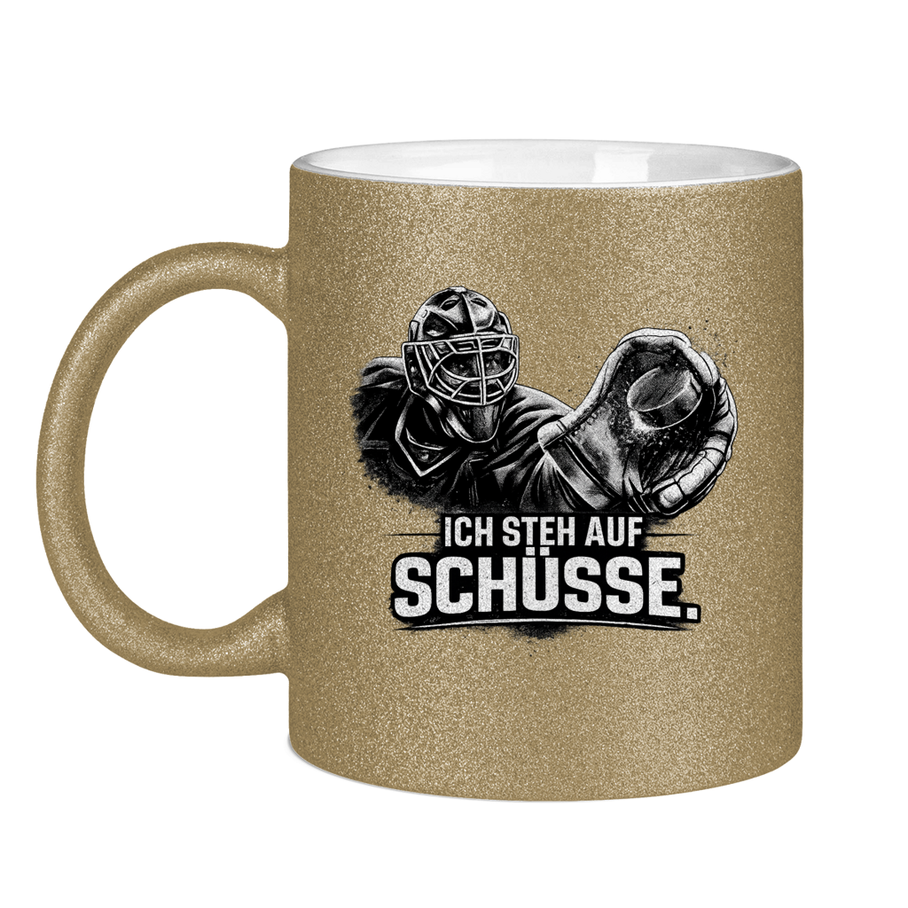 Glitzertasse GOALIE - STEH AUF SCHÜSSE